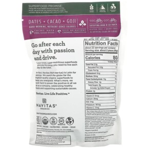 Thành phần vi chất của Navitas Organics Organic Power Snack Cacao Goji 16 oz (454 g) 811961021047
