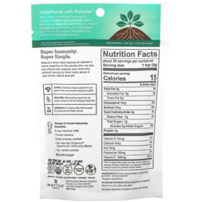 Navitas Organics Organic Superfood+ Immunity Blend Vitamin C Powerhouse Camu + Orange + Acerola Cherry 4.2 oz (120 g) 3 Thành phần vi chất của Navitas Organics Organic Superfood+ Immunity Blend Vitamin C Powerhouse Camu + Orange + Acerola Cherry 4.2 oz (120 g) 811961022648