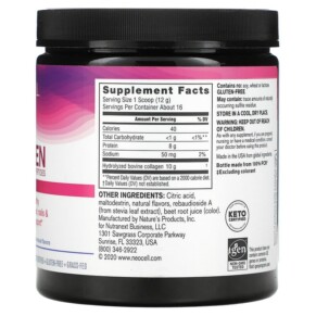 Thành phần vi chất của NeoCell Super Collagen Peptides Type 1 & 3 Berry Lemon 6.7 oz (190 g) 016185129900