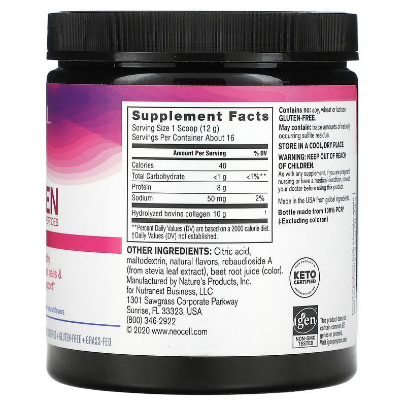 NeoCell Super Collagen Peptides Type 1 & 3 Berry Lemon 6.7 oz (190 g) 2 Thành phần vi chất của NeoCell Super Collagen Peptides Type 1 & 3 Berry Lemon 6.7 oz (190 g) 016185129900