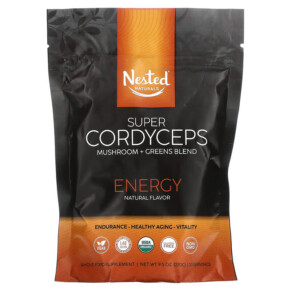 Thực phẩm chức năng Nested Naturals Super Cordyceps Mushroom + Greens Blend Energy 9.5 oz (270 g) 852446007781