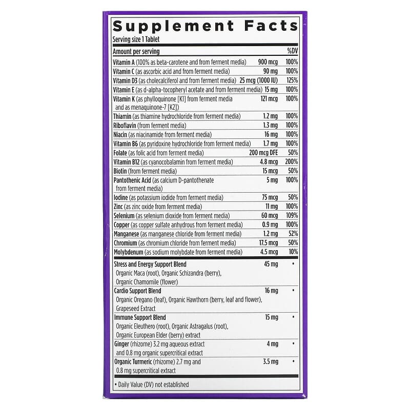 New Chapter Every Man's One Daily Multivitamin 96 Vegetarian Tablets 2 Thành phần vi chất của New Chapter Every Man's One Daily Multivitamin 96 Vegetarian Tablets 727783003331