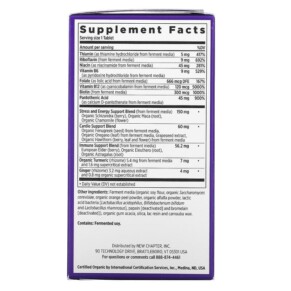 Thành phần vi chất của New Chapter Fermented Coenzyme B Complex 90 Vegetarian Tablets 727783901149