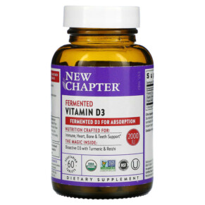 Thực phẩm chức năng New Chapter Fermented Vitamin D3 2.000 IU 60 Vegetarian Tablets 727783902634