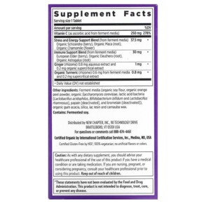 Thành phần vi chất của New Chapter Immune Defense Vitamin C + Elderberry 30 Vegetarian Tablets 727783903440