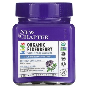 Thực phẩm chức năng New Chapter Kids Organic Elderberry Whole-Food Gummies Ages 2+ 30 Vegan Gummies 727783903099