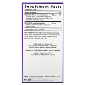 Thành phần vi chất của New Chapter Magnesium + Ashwagandha 90 Vegan Tablets 727783904041