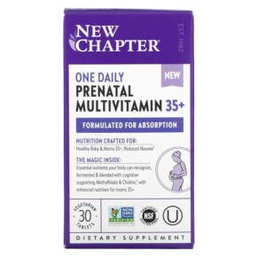Thực phẩm chức năng New Chapter One Daily Prenatal Multivitamin 35+ 30 Vegetarian Tablets 727783903297