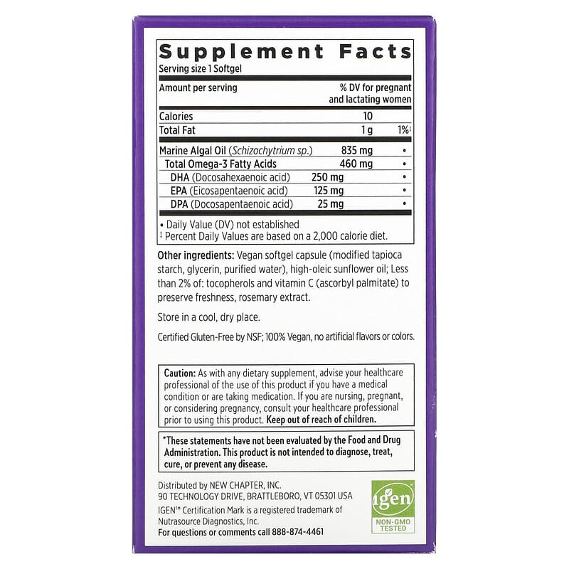 New Chapter Prenatal Vegan Omega-3 Complex 30 Vegan Softgels 2 Thành phần vi chất của New Chapter Prenatal Vegan Omega-3 Complex 30 Vegan Softgels 727783903686