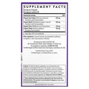 Thành phần vi chất của New Chapter Superfood Mushroom Lion's Mane Blend 60 Vegan Capsules 727783903877