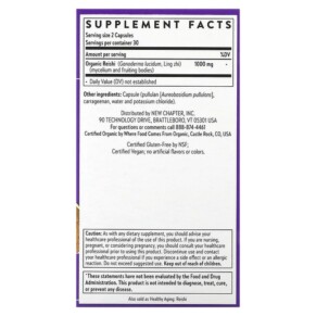 Thành phần vi chất của New Chapter Superfood Mushroom Reishi 60 Vegan Capsules 727783903860