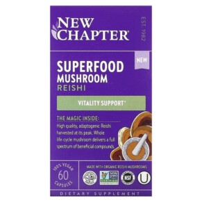 Thực phẩm chức năng New Chapter Superfood Mushroom Reishi 60 Vegan Capsules 727783903860