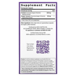 New Chapter Turmeric Force 120 Vegetarian Capsules 3 Thành phần vi chất của New Chapter Turmeric Force 120 Vegetarian Capsules 727783900456