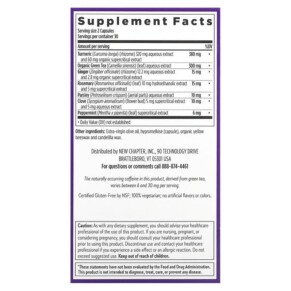 Thành phần vi chất của New Chapter Turmeric Force Detox Action 60 Vegetarian Capsules 727783901217