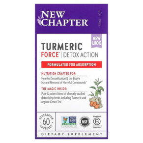 Thực phẩm chức năng New Chapter Turmeric Force Detox Action 60 Vegetarian Capsules 727783901217