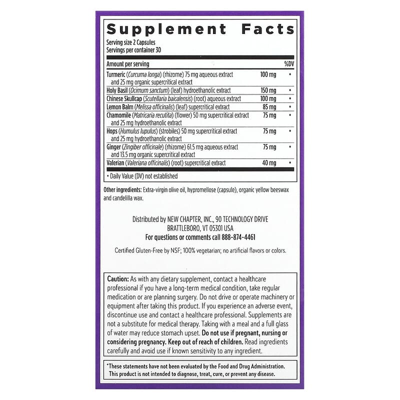 New Chapter Turmeric Force Nighttime 60 Vegetarian Capsules 2 Thành phần vi chất của New Chapter Turmeric Force Nighttime 60 Vegetarian Capsules 727783901224