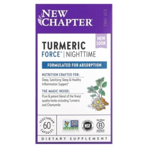 Thực phẩm chức năng New Chapter Turmeric Force Nighttime 60 Vegetarian Capsules 727783901224