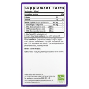 Thành phần vi chất của New Chapter Vegan Omega-3 Complex 30 Vegan Softgels 727783903679