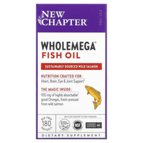 Thực phẩm chức năng New Chapter Wholemega Fish Oil 180 Softgels 727783050007