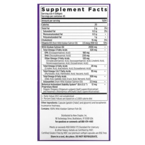 Thành phần vi chất của New Chapter Wholemega Fish Oil Tiny Caps 180 Softgels 727783901774