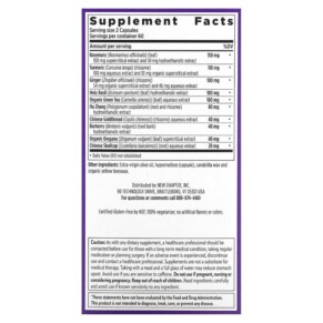 Thành phần vi chất của New Chapter Zyflamend 120 Vegetarian Capsules 727783900753