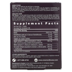 Thành phần vi chất của New Nordic US Inc Hair Volume with Botanicals 90 Tablets 741805747218