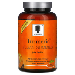 Thực phẩm chức năng New Nordic US Inc Turmeric Vegan Gummies with Curcuma Extract Mango-Orange 60 Gummies 741805000078