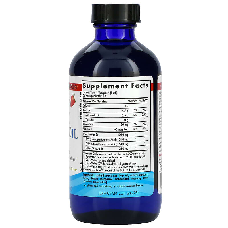 Nordic Naturals Arctic Cod Liver Oil Strawberry 8 fl oz (237 ml) 2 Thành phần vi chất của Nordic Naturals Arctic Cod Liver Oil Strawberry 8 fl oz (237 ml) 768990567834