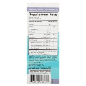 Thành phần vi chất của Nordic Naturals Baby's DHA with Vitamin D3 1.050 mg 2 fl oz (60 ml) 768990537875