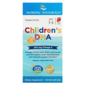 Thực phẩm chức năng Nordic Naturals Children's DHA Ages 3-6 Strawberry 90 Mini Soft Gels 768990017100