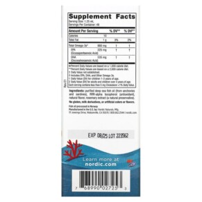 Thành phần vi chất của Nordic Naturals Children's DHA Xtra Ages 1-6 Berry Punch 880 mg 2 fl oz (60 ml) 768990027253