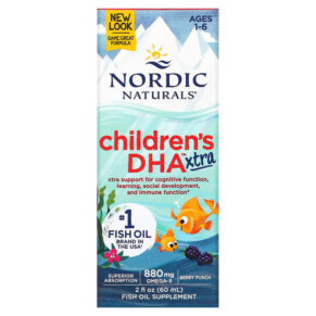 Thực phẩm chức năng Nordic Naturals Children's DHA Xtra Ages 1-6 Berry Punch 880 mg 2 fl oz (60 ml) 768990027253