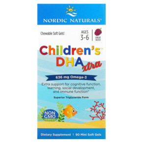 Thực phẩm chức năng Nordic Naturals Children's DHA Xtra Ages 3-6 Berry 636 mg 90 Mini Soft Gels 768990027215