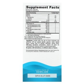 Thành phần vi chất của Nordic Naturals Complete Omega-D3 Lemon 565 mg 120 Soft Gels 768990027789