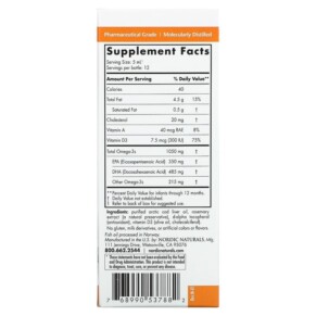 Thành phần vi chất của Nordic Naturals DHA Infant with Vitamin D3 2 fl oz (60 ml) 768990537882