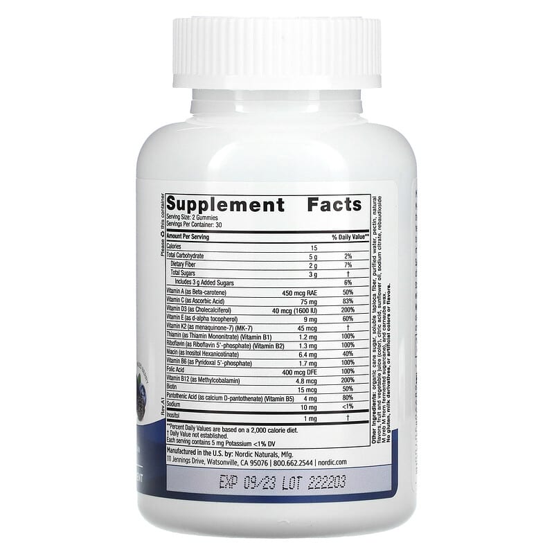 Nordic Naturals Men's Multivitamin Gummies Mixed Berry 60 Gummies 2 Thành phần vi chất của Nordic Naturals Men's Multivitamin Gummies Mixed Berry 60 Gummies 768990301001
