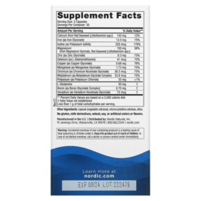Thành phần vi chất của Nordic Naturals Multi Minerals 90 Capsules 768990015380