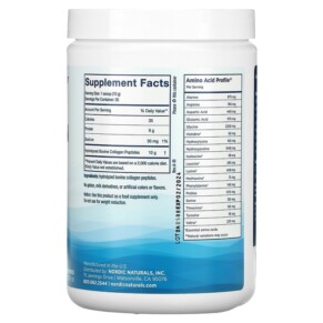 Thành phần vi chất của Nordic Naturals Nordic Beauty Collagen Peptides Unflavored 10.6 oz (300 g) 768990016585