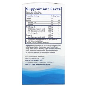 Thành phần vi chất của Nordic Naturals Nordic Beauty Omega-3 + Borage Oil 60 Softgels 768990016677