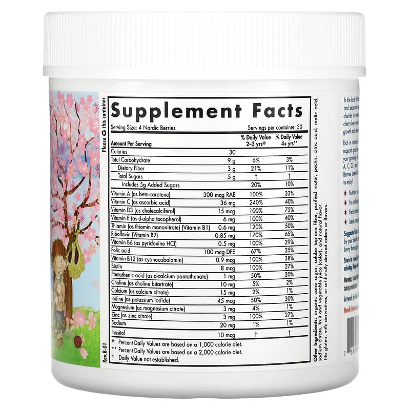 Nordic Naturals Nordic Berries Cherry Berry 120 Gummy Berries 2 Thành phần vi chất của Nordic Naturals Nordic Berries Cherry Berry 120 Gummy Berries 768990301261