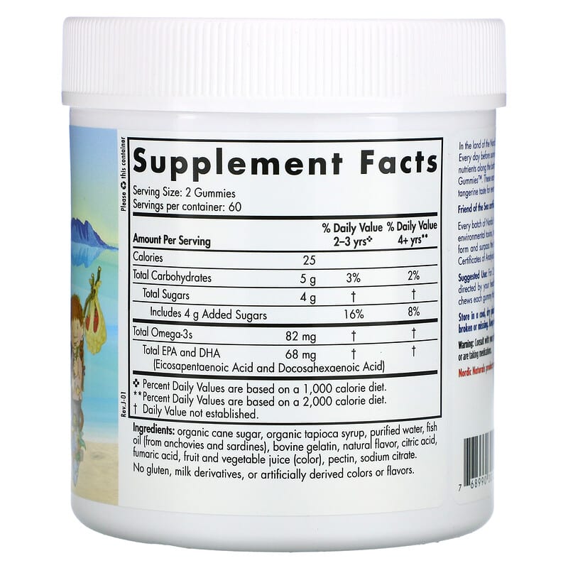 Nordic Naturals Nordic Omega-3 Gummies Tangerine Treats 41 mg 120 Gummies 2 Thành phần vi chất của Nordic Naturals Nordic Omega-3 Gummies Tangerine Treats 41 mg 120 Gummies 768990301315