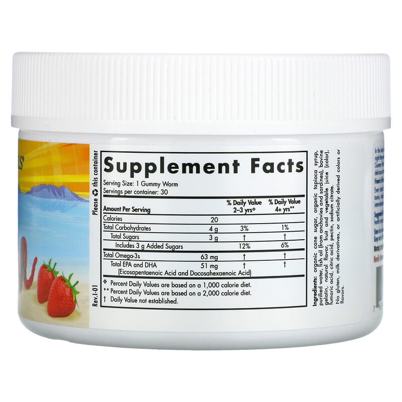 Nordic Naturals Nordic Omega-3 Gummy Worms Strawberry 63 mg 30 Gummy Worms 2 Thành phần vi chất của Nordic Naturals Nordic Omega-3 Gummy Worms Strawberry 63 mg 30 Gummy Worms 768990301506