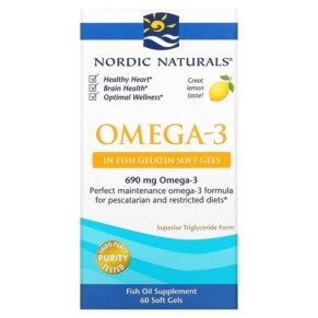 Thực phẩm chức năng Nordic Naturals Omega-3 Lemon 345 mg 60 Fish Gelatin Soft Gels 768990417603