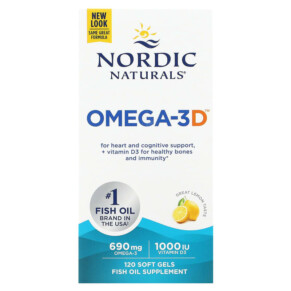 Thực phẩm chức năng Nordic Naturals Omega-3D Lemon 345 mg 120 Soft Gels 768990027611