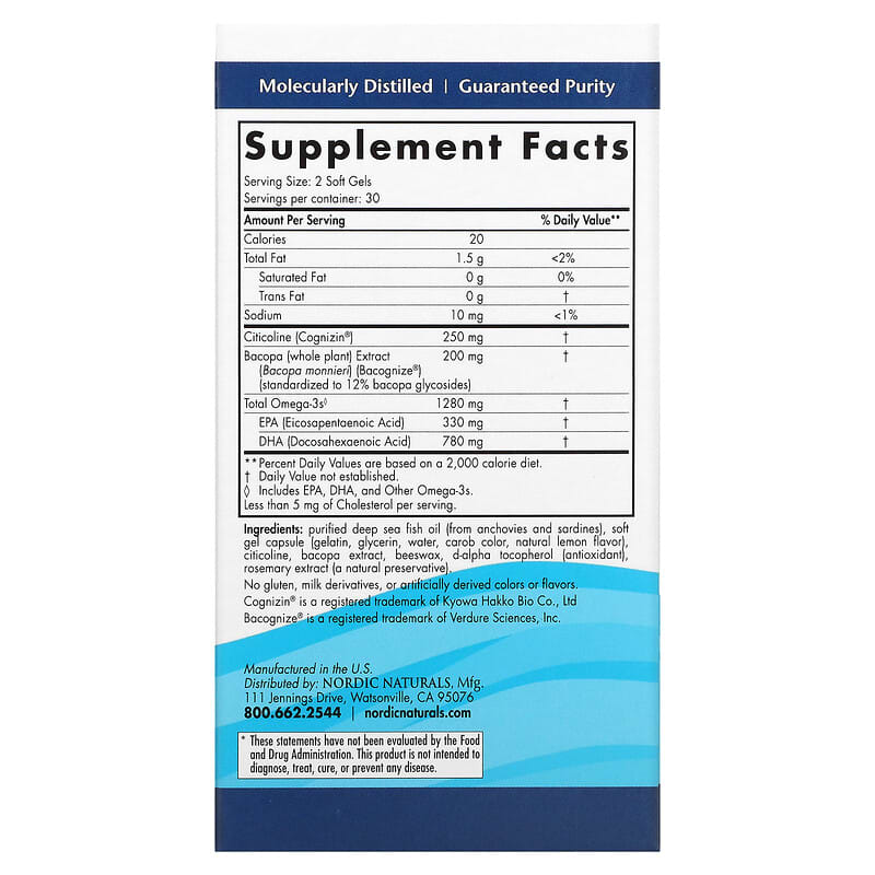 Nordic Naturals Omega Focus 1.280 mg 60 Soft Gels 2 Thành phần vi chất của Nordic Naturals Omega Focus 1.280 mg 60 Soft Gels 768990018732