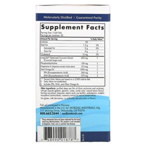 Thành phần vi chất của Nordic Naturals Omega Memory with Curcumin 500 mg 60 Soft Gels 768990018787