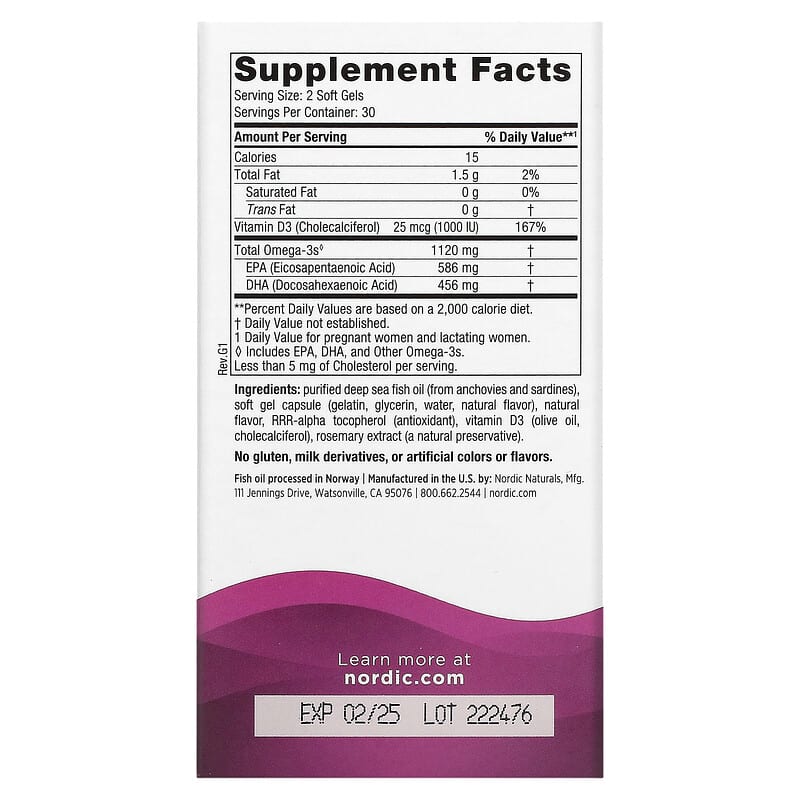 Nordic Naturals Postnatal Omega-3 Lemon 560 mg 60 Soft Gels 2 Thành phần vi chất của Nordic Naturals Postnatal Omega-3 Lemon 560 mg 60 Soft Gels 768990017582