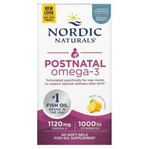 Thực phẩm chức năng Nordic Naturals Postnatal Omega-3 Lemon 560 mg 60 Soft Gels 768990017582