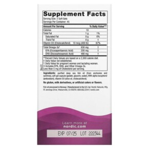 Thành phần vi chất của Nordic Naturals Prenatal DHA 90 Soft Gels 768990017414