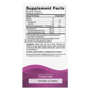 Thành phần vi chất của Nordic Naturals Prenatal DHA Strawberry 830 mg 90 Soft Gels 768990017537